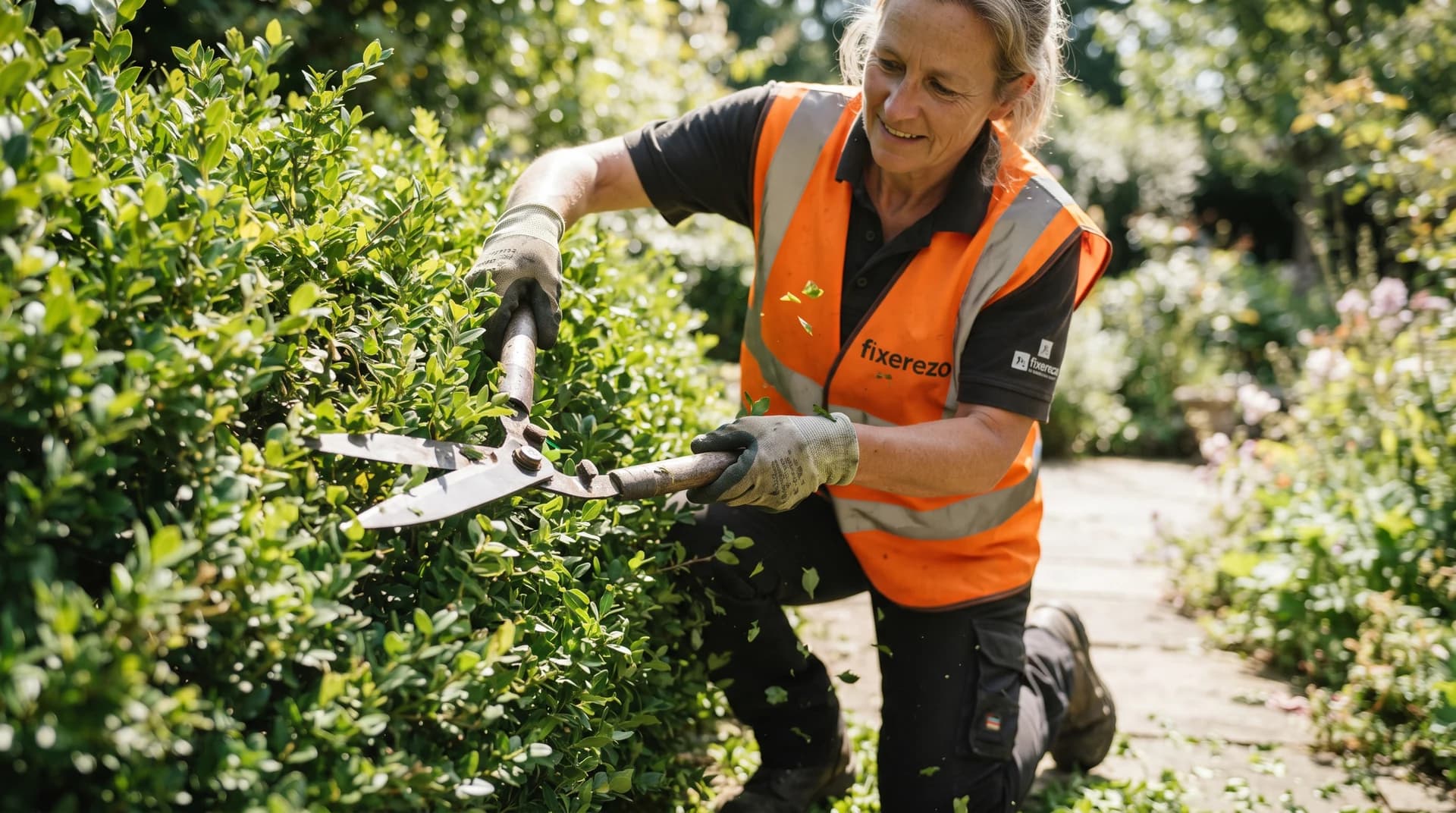 A lawn and garden technician at work
